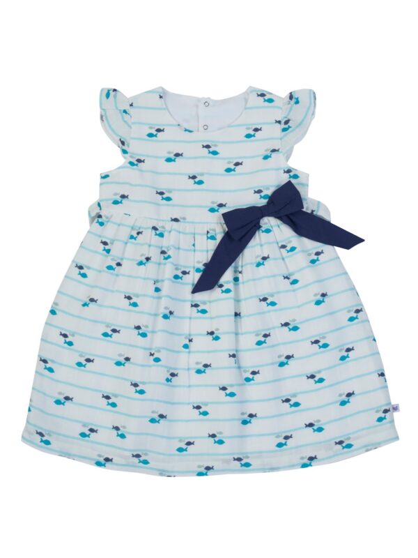 Girls Organic Cotton Muslin Off white Dress - Image 2