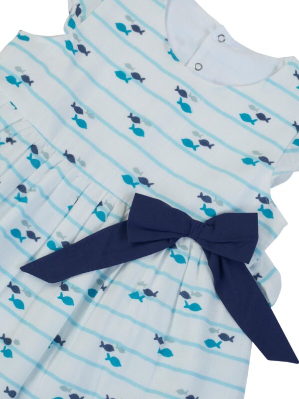 Girls Organic Cotton Muslin Off white Dress - Image 4