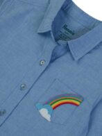 Boys Organic Cotton Chambray Blue Chambrey Shirt - Image 4