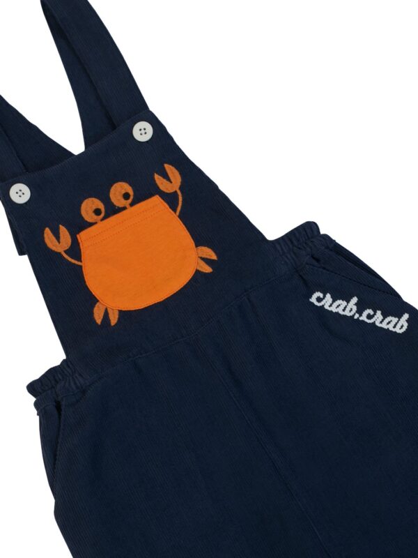 Unisex Organic Cotton Corduroy Indigo Dungaree - Image 4