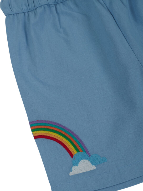 Pranava Boys Organic Cotton Poplin Half Sleeves Rainbow Embroidery Shirt & Shorts Set - Tide Blue - Image 7