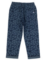 Pranava Girls Organic Cotton Denim Full Length Leaf All Over Print & Bird Print Patch Pant - Blue - Image 3