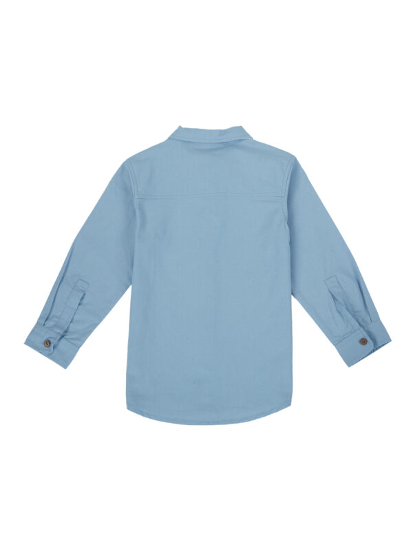 Pranava Boys Organic Cotton Poplin Full Sleeves Shirt With Bowtie - Tide Blue - Image 3