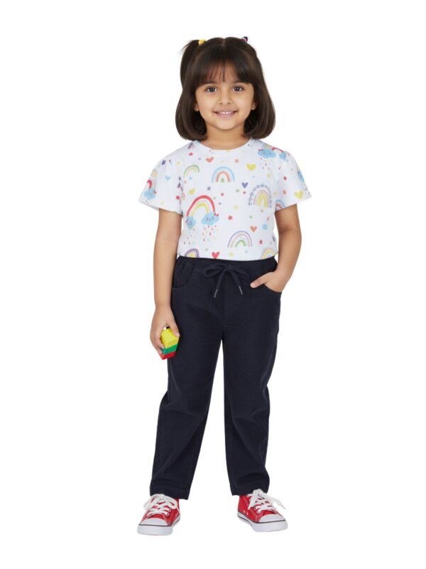 Pranava Unisex Organic Cotton Corduroy Full Length Solid Pant - Indigo Blue - Image 3