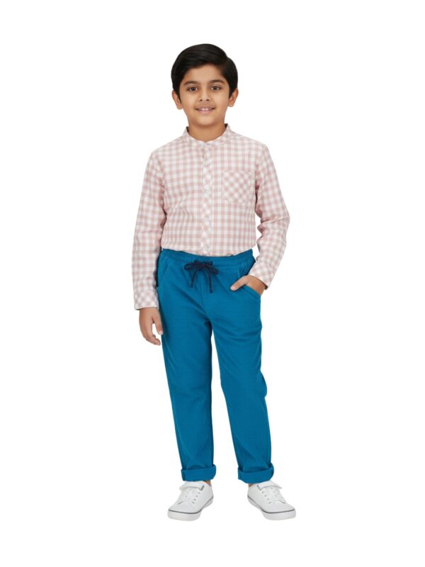 Pranava Unisex Organic Cotton Corduroy Full Length Solid Pant  - Tobermerry Teal - Image 2