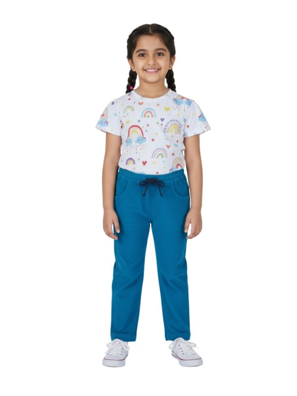 Pranava Unisex Organic Cotton Corduroy Full Length Solid Pant  - Tobermerry Teal - Image 3