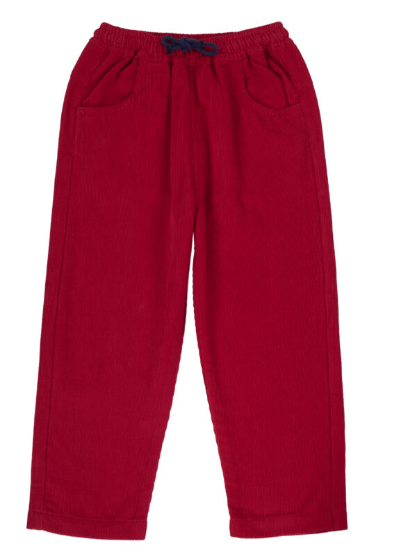 Pranava Unisex Organic Cotton Corduroy Full Length Solid Pant - Tango Red - Image 4