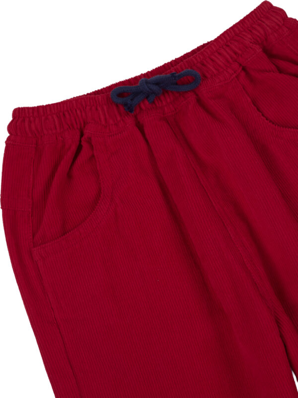 Pranava Unisex Organic Cotton Corduroy Full Length Solid Pant - Tango Red - Image 6