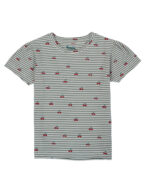 Pranava Girls Organic Cotton Single Jersey Half Sleeves Cherry All Over Print Top - Green - Image 3