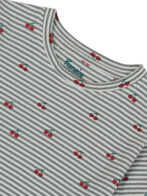 Pranava Girls Organic Cotton Single Jersey Half Sleeves Cherry All Over Print Top - Green - Image 5