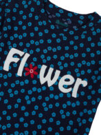 Pranava Girls Organic Cotton Single Jersey Half Sleeves Flower All Over Print Top - Navy Blue - Image 5