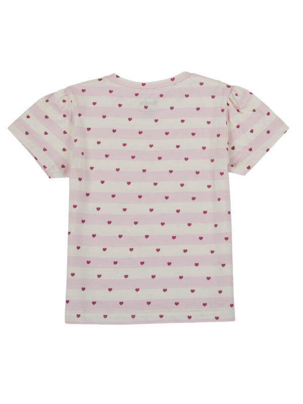 Pranava Girls Organic Cotton Single Jersey Half Sleeve Heart All Over Print Top - Pink - Image 3