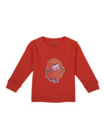 Pranava Boys Organic Cotton Interlock Full Sleeves Applique Print T-Shirt - Orange - Image 2