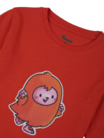 Pranava Boys Organic Cotton Interlock Full Sleeves Applique Print T-Shirt - Orange - Image 3