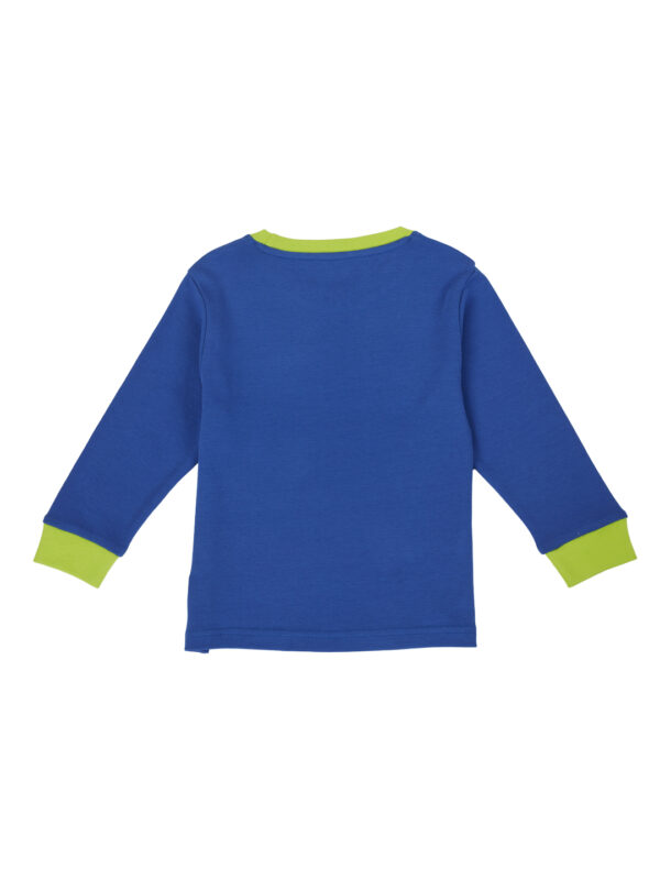 Pranava Boys Organic Cotton Interlock Full Sleeves Tropical Print With Parrot Applique T-Shirt - Blue Tang - Image 3