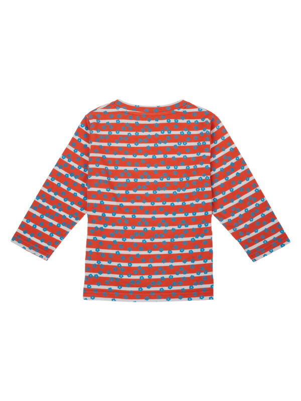 Pranava Girls Organic Cotton Single Jersey Full Sleeves Heart All Over Print Top - Orange - Image 3