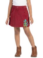 Girls Organic Cotton Corduroy Seaplant Embroidered Skirt - Red