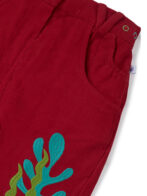 Girls Organic Cotton Corduroy Seaplant Embroidered Skirt - Red - Image 4