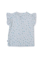 Girls Organic Cotton Knits Sleeveless With Frill Polka Dot Top With Cute Bunny Face Dungaree - Blue & White - Image 2