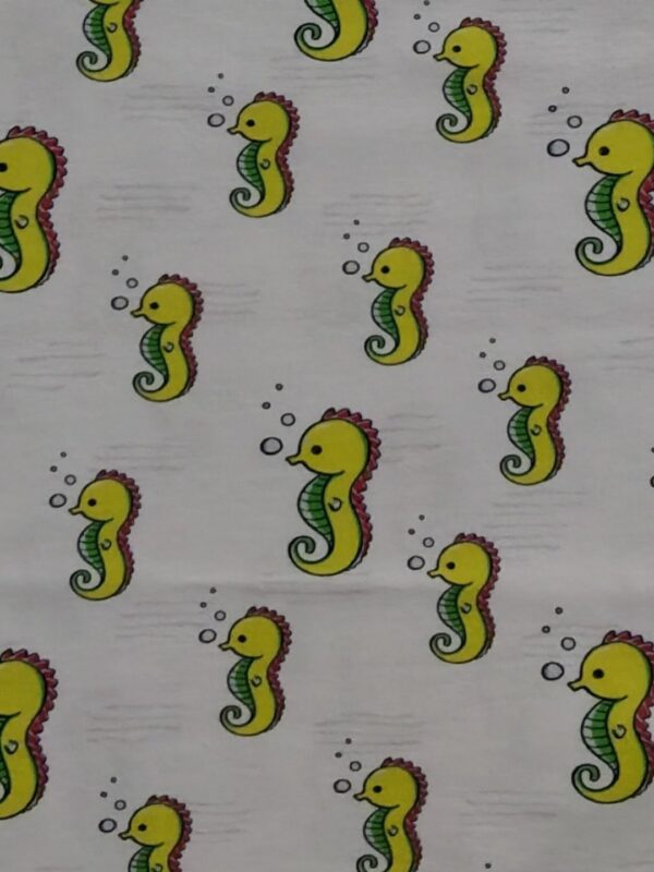 Boys Organic Cotton Single Jersey Short Sleeve Seahorse All Over Print T-Shirt - White - Image 4