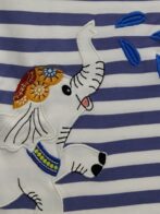 Girls Organic Cotton Interlock Short Sleeve Stripe & Elephant Print Top - Gold - Image 4