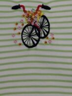 Girls Organic Cotton Interlock Short Sleeve Bicycle Applique Top - Green - Image 4