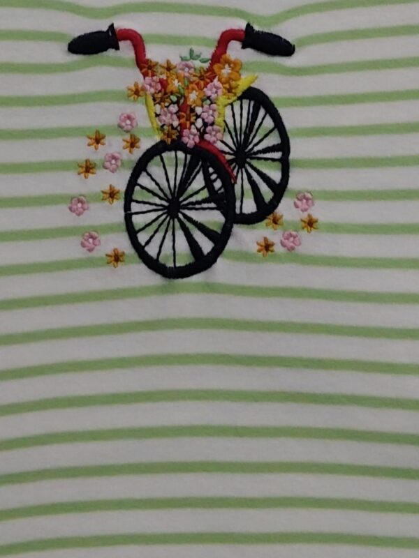 Girls Organic Cotton Interlock Short Sleeve Bicycle Applique Top - Green - Image 4