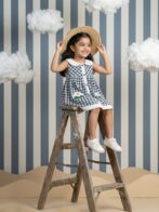 Girls Organic Cotton Poplin Sleevless Cup Cake Applique Pocket Dress - Blue - Image 4