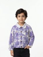 Boys Organic Cotton Cord Full Sleeve Prnava Logo Applique Jacket - Red