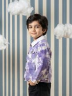 Boys Organic Cotton Cord Full Sleeve Prnava Logo Applique Jacket - Red - Image 3
