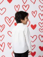 Boys Organic Cotton Poplin Full Sleeve Logo Embroidered Shirt - White - Image 2