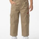 Boys Organic Cotton Twill Full Length Scooter Embroidered Pant - Khaki