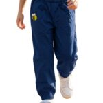 Unisex Organic Cotton Poplin Full length Bee Embroidered Pant - Blue