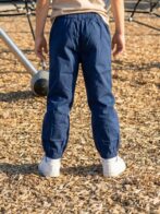 Unisex Organic Cotton Poplin Full length Bee Embroidered Pant - Blue - Image 2