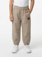 Unisex Organic Cotton Chambray Full length Small Tractor Embroidered Pant - Khaki