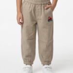 Unisex Organic Cotton Chambray Full length Small Tractor Embroidered Pant - Khaki