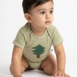 Boys Organic Cotton Rib Sleeveless Tree Print Romper - Green