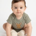 Boys Organic Cotton Rib Sleeveless Ribbat Print Romper - Green
