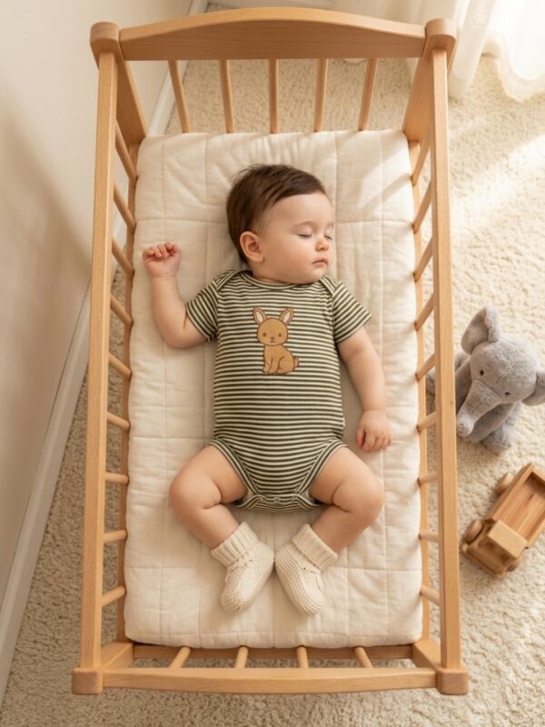 Boys Organic Cotton Rib Sleeveless Ribbat Print Romper - Green - Image 3