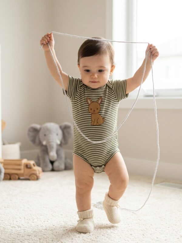 Boys Organic Cotton Rib Sleeveless Ribbat Print Romper - Green - Image 4