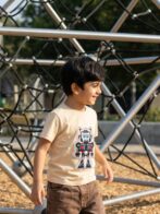 Boys Organic Cotton Single Jersey Short Sleeve All Over Print T-Shirt - Cream - Image 3