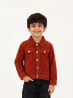 Unisex Organic Cotton Woven Full Sleeve Logo Embroidered Jacket - Brown