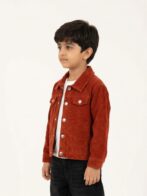 Unisex Organic Cotton Woven Full Sleeve Logo Embroidered Jacket - Brown - Image 3