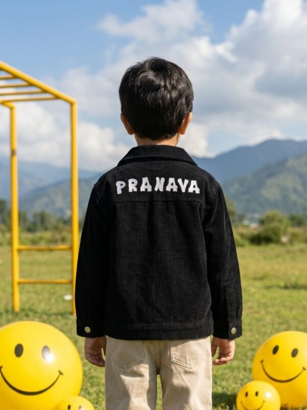 Unisex Organic Cotton Woven Full Sleeve Logo Embroidered Jacket - Black - Image 2