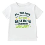 Boys Birthday T-Shirt | 100% Organic Cotton | White Printed Half Sleeve Round Neck Kids Tee
