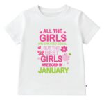 Girls Birthday T-Shirt | 100% Organic Cotton | White Printed Half Sleeve Round Neck Kids Tee